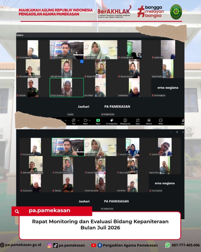 Rapat Monitoring dan Evaluasi Bidang Kepaniteraan Bulan Juli 2026
